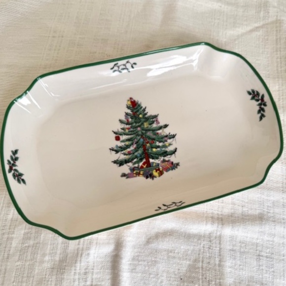 Spode Christmas Tree Rectangular Scalloped Tray 11.5" - Picture 5 of 9